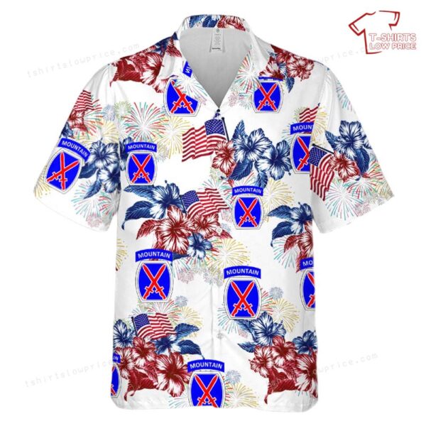 US Army 10th Mountain Division, 4th Of July Hawaiian Shirt US Army 10th Mountain Division, 4th Of July Hawaiian Shirt