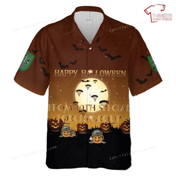 US Army 10th Special Forces Group (10th SFG) Halloween Hawaiian Shirt US Army 10th Special Forces Group (10th SFG) Halloween Hawaiian Shirt
