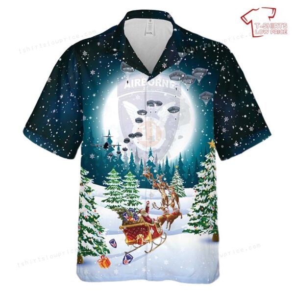 US Army 11th Airborne Division Parachute Christmas Hawaiian Shirt US Army 11th Airborne Division Parachute Christmas Hawaiian Shirt