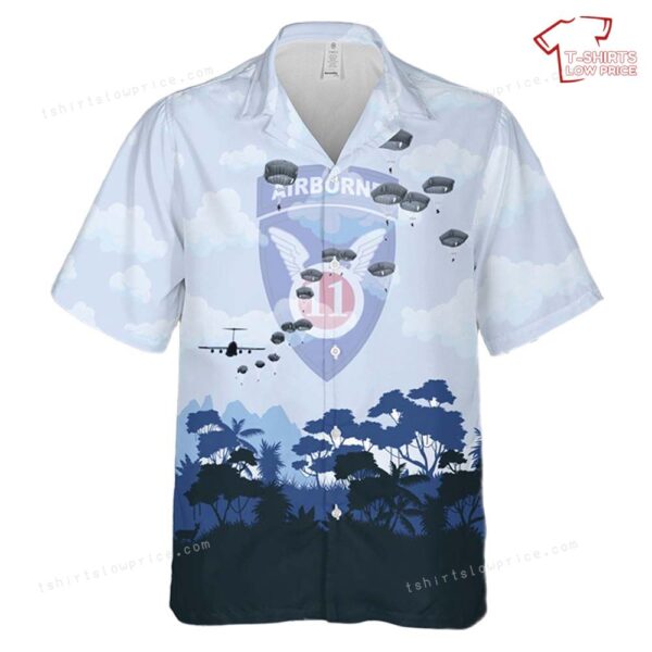 US Army 11th Airborne Division Parachute Hawaiian Shirt US Army 11th Airborne Division Parachute Hawaiian Shirt