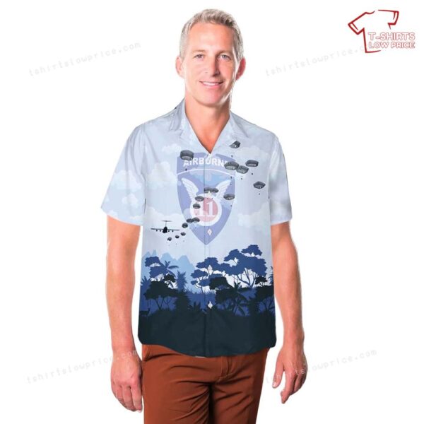 US Army 11th Airborne Division Parachute Hawaiian Shirt US Army 11th Airborne Division Parachute Hawaiian Shirt