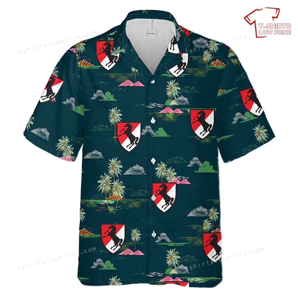 US Army 11th Armored Cavalry Regiment 11th ACR Blackhorse Hawaiian Shirt 2 US Army 11th Armored Cavalry Regiment 11th ACR Blackhorse Hawaiian Shirt 2