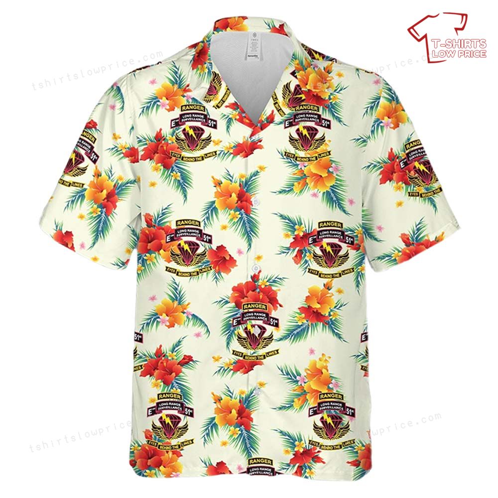 US Army 51st Infantry Regiment Long Range Surveillance Company Hawaiian Shirt 2 US Army 51st Infantry Regiment Long Range Surveillance Company Hawaiian Shirt 2