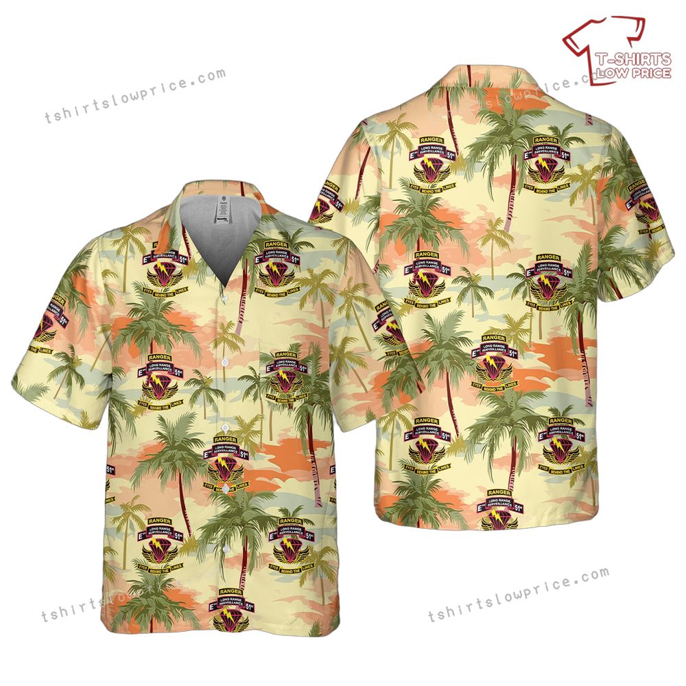US Army 51st Infantry Regiment (Long Range Surveillance Company) Pocket Hawaiian Shirt US Army 51st Infantry Regiment Long Range Surveillance Company Pocket Hawaiian Shirt 1