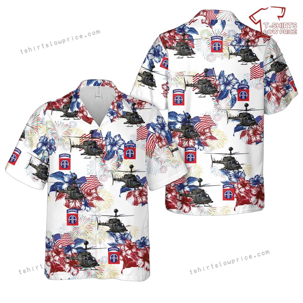Us Army 82nd Airborne Oh-58d Kiowa Warrior, 4th Of July Hawaiian Shirt Us Army 82nd Airborne Oh 58d Kiowa Warrior 4th Of July Hawaiian Shirt 1