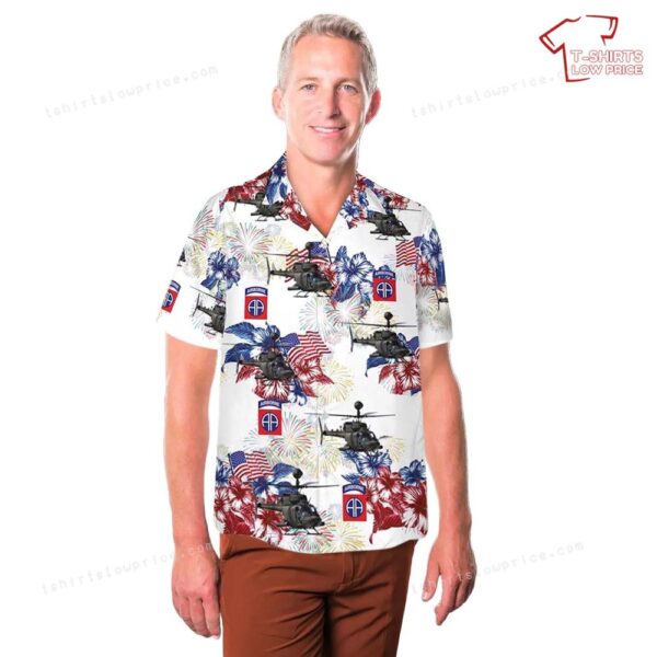 Us Army 82nd Airborne Oh-58d Kiowa Warrior, 4th Of July Hawaiian Shirt Us Army 82nd Airborne Oh-58d Kiowa Warrior, 4th Of July Hawaiian Shirt