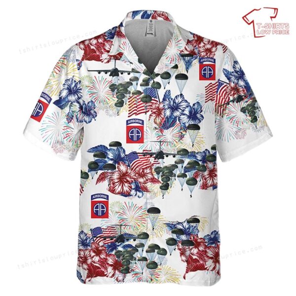 US Army 82nd Airborne Paratrooper, 4th Of July Pocket Hawaiian Shirt US Army 82nd Airborne Paratrooper, 4th Of July Pocket Hawaiian Shirt