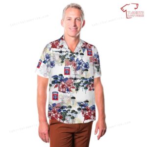 US Army 82nd Airborne Paratrooper 4th Of July Pocket Hawaiian Shirt 3