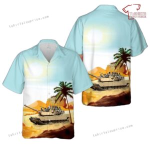 US Army 82nd Airborne Paratroopers Ride An M1 Abrams Tank Hawaiian Shirt