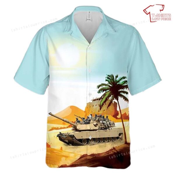 US Army 82nd Airborne Paratroopers Ride An M1 Abrams Tank Hawaiian Shirt US Army 82nd Airborne Paratroopers Ride An M1 Abrams Tank Hawaiian Shirt