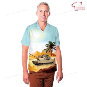 US Army 82nd Airborne Paratroopers Ride An M1 Abrams Tank Hawaiian Shirt 3