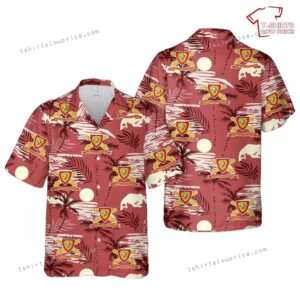 US Army 87th Armored Field Artillery Battalion – DUI w Br – Ribbon Hawaiian Shirt