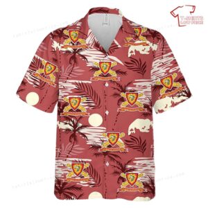 US Army 87th Armored Field Artillery Battalion – DUI w Br – Ribbon Hawaiian Shirt