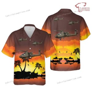 US Army 101st Aviation AH-64D Apache Longbow Helicopter Hawaiian Shirt