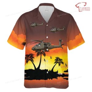 US Army 101st Aviation AH-64D Apache Longbow Helicopter Hawaiian Shirt