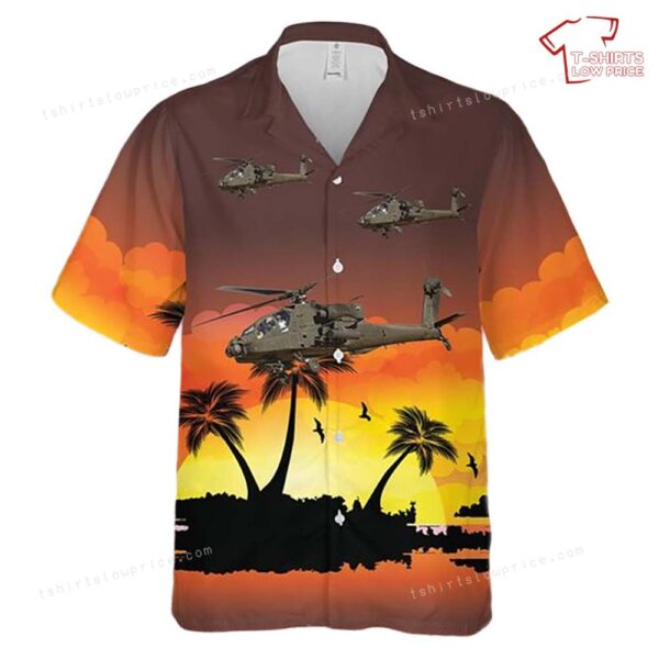 US Army 101st Aviation AH-64D Apache Longbow Helicopter Hawaiian Shirt US Army 101st Aviation AH-64D Apache Longbow Helicopter Hawaiian Shirt