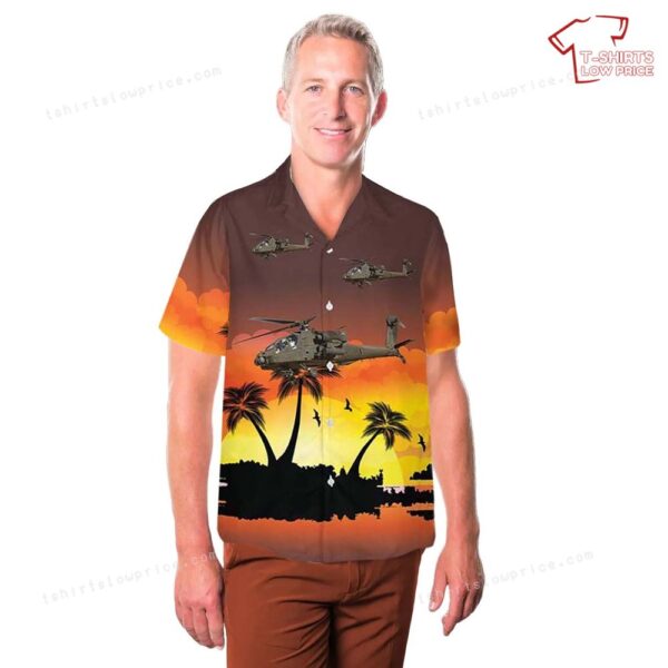 US Army 101st Aviation AH-64D Apache Longbow Helicopter Hawaiian Shirt US Army 101st Aviation AH-64D Apache Longbow Helicopter Hawaiian Shirt