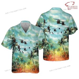 US Army 101st Aviation UH 60 Black Hawk helicopter Pocket Hawaiian Shirt