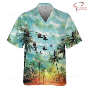 US Army 101st Aviation UH 60 Black Hawk helicopter Pocket Hawaiian Shirt