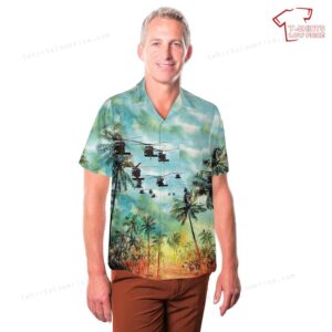 US Army 101st Aviation UH 60 Black Hawk helicopter Pocket Hawaiian Shirt 3