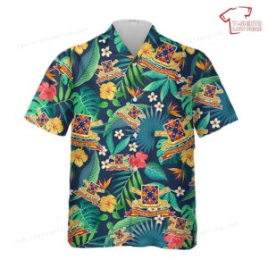 US Army 107th Field Artillery Battalion – DUI w Br – Ribb Hawaiian Shirt