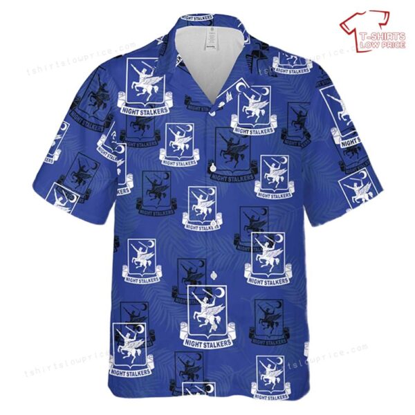 US Army 160th Special Operations Aviation Regiment (Airborne) Nightstalkers Silhouette Hawaiian Shirt US Army 160th Special Operations Aviation Regiment (Airborne) Nightstalkers Silhouette Hawaiian Shirt