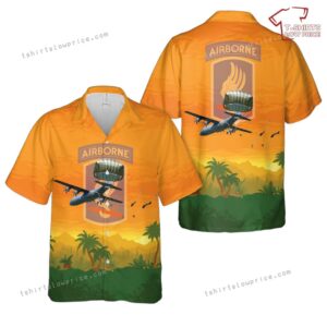 US Army 173rd Airborne Brigade jump from an 86th Air Wing C-130 Hercules aircraft onto Juliet Drop Zone Hawaiian Shirt