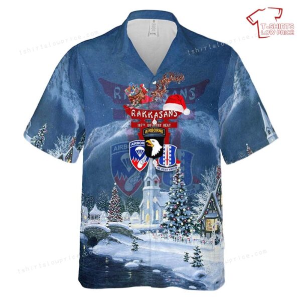 US Army 187th Infantry Regiment Rakkasans 101st Airborne Division Christmas Hawaiian Shirt US Army 187th Infantry Regiment Rakkasans 101st Airborne Division Christmas Hawaiian Shirt