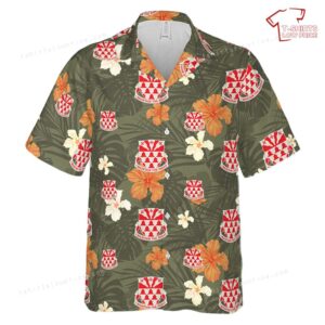 US Army 307th Engineer Battalion Patch Hawaiian Shirt