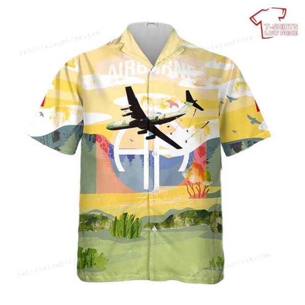 US Army 82nd Airborne troops jump from C-141B over Honduras 1988 Hawaiian Shirt US Army 82nd Airborne troops jump from C-141B over Honduras 1988 Hawaiian Shirt