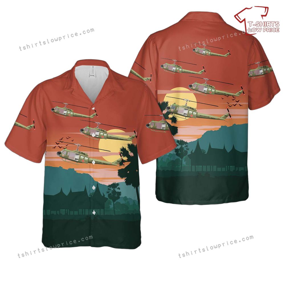 US Army 82nd Medical Detachment UH-1H, 1967-69 MedEvac Air Ambulance Hawaiian Shirt US Army 82nd Medical Detachment UH 1H 1967 69 MedEvac Air Ambulance Hawaiian Shirt 1