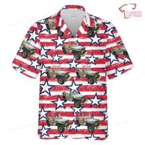 US Army 1942 Willys Military Jeep, 4th Of July Hawaiian Shirt