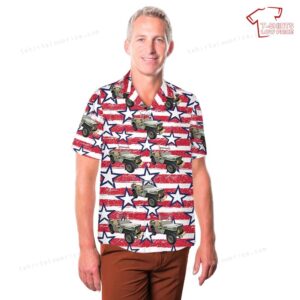 US Army 1942 Willys Military Jeep 4th Of July Hawaiian Shirt 3