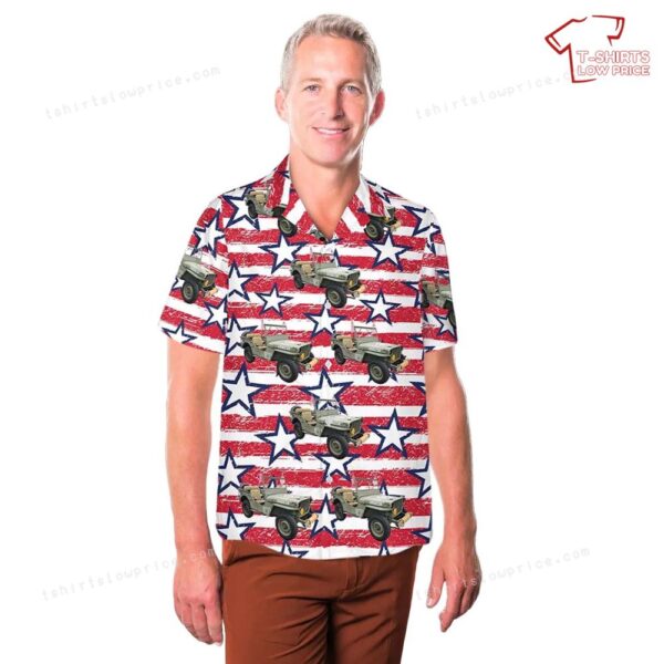 US Army 1942 Willys Military Jeep, 4th Of July Hawaiian Shirt US Army 1942 Willys Military Jeep, 4th Of July Hawaiian Shirt