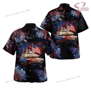 US Army Abrams M1A2 SEPV3 Tank, 4th Of July Hawaiian Shirt