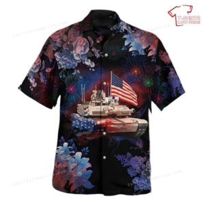 US Army Abrams M1A2 SEPV3 Tank, 4th Of July Hawaiian Shirt