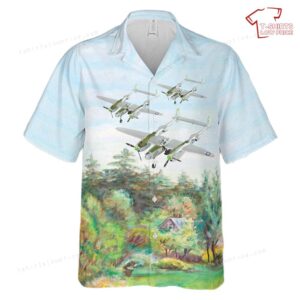 US Army Air Corps Lockheed P-38 Lightning Down Beat World War II American fighter aircraft Hawaiian Shirt