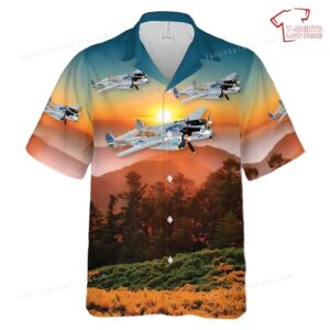 US Army Air Corps Lockheed P-38 Lightning Putt Putt Maru World War II-era American Hawaiian Shirt