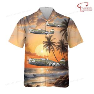 US Army Air Force P-47D Thunderbolt ‘Touch of Texas’  405th Fighter Group D-Day Hawaiian Shirt
