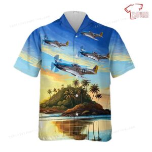 US Army Air Forces North American P-51 Mustang Little Rebel Hawaiian Shirt