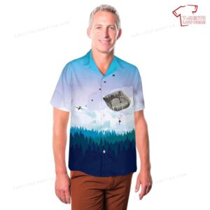 US Army Airborne School Students jump from a C 130 using T 11 parachutes Hawaiian Shirt 3