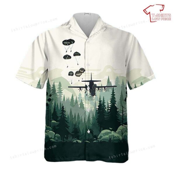 US Army And Japanese Paratroopers Descend on Guam during Exercise Forager 21 Hawaiian Shirt US Army And Japanese Paratroopers Descend on Guam during Exercise Forager 21 Hawaiian Shirt