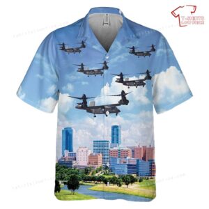 US Army Bell V-280 Valor Flying Over Fort Worth, Texas Pocket Hawaiian Shirt