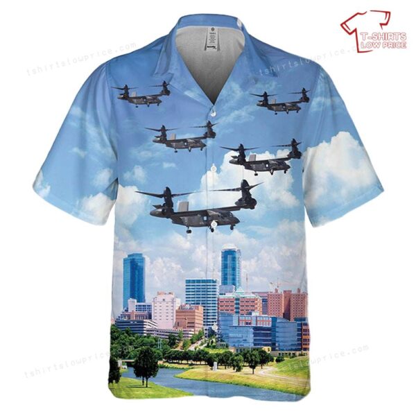 US Army Bell V-280 Valor Flying Over Fort Worth, Texas Pocket Hawaiian Shirt US Army Bell V-280 Valor Flying Over Fort Worth, Texas Pocket Hawaiian Shirt