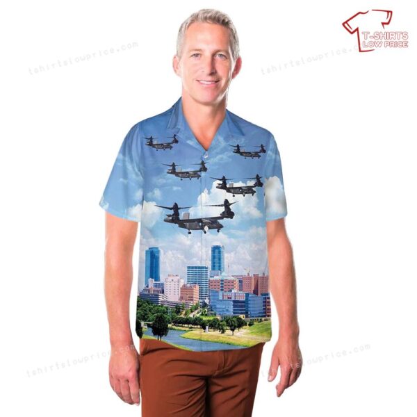 US Army Bell V-280 Valor Flying Over Fort Worth, Texas Pocket Hawaiian Shirt US Army Bell V-280 Valor Flying Over Fort Worth, Texas Pocket Hawaiian Shirt