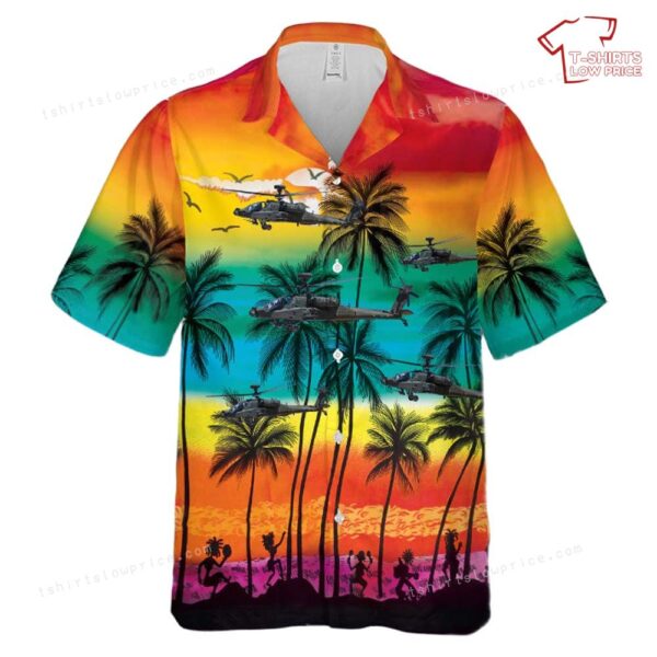 US Army Boeing AH-64E Apache Guardian Hawaiian Shirt US Army Boeing AH-64E Apache Guardian Hawaiian Shirt