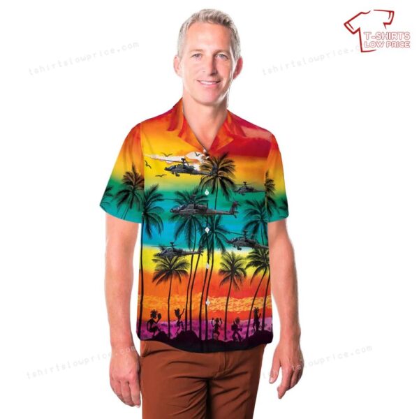 US Army Boeing AH-64E Apache Guardian Hawaiian Shirt US Army Boeing AH-64E Apache Guardian Hawaiian Shirt