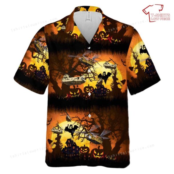 US Army Boeing CH-47 Chinook Halloween Hawaiian Shirt US Army Boeing CH-47 Chinook Halloween Hawaiian Shirt
