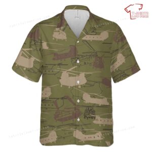 US Army Boeing CH-47 Chinook Silhouettes Hawaiian Shirt