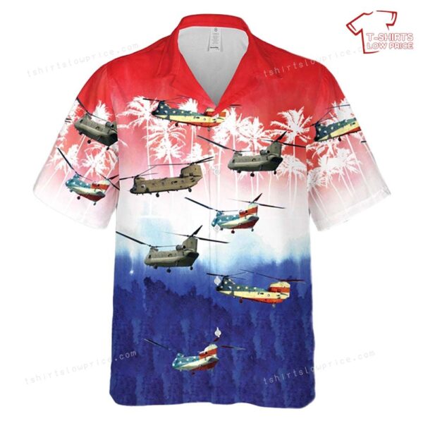 US Army Boeing CH-47 Chinook, 4th Of July Hawaiian Shirt US Army Boeing CH-47 Chinook, 4th Of July Hawaiian Shirt